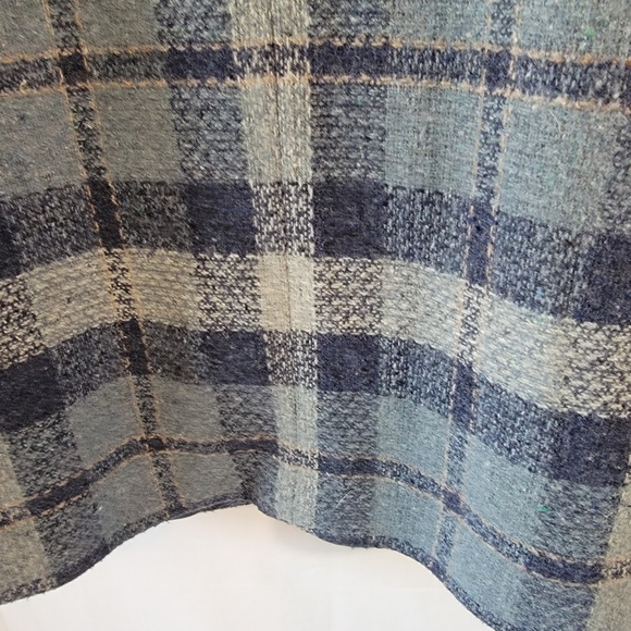 Lawrence Bruce Navy Gray Plaid Wool Blend Blazer 12P Single Breasted Minimalist - Picture 9 of 11